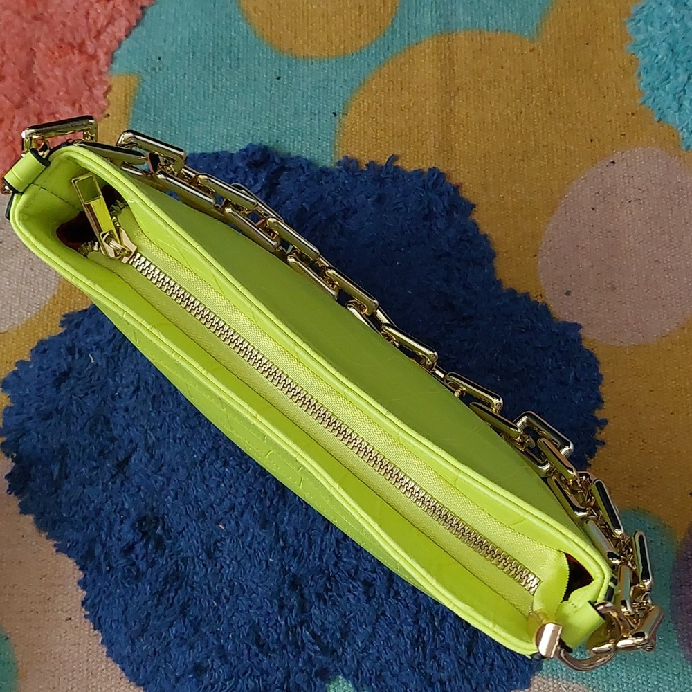 Aldo Neon Yellow/Green Crocodile Heels Sz 10 + Mathching Unbranded Bag - Picture 12 of 16